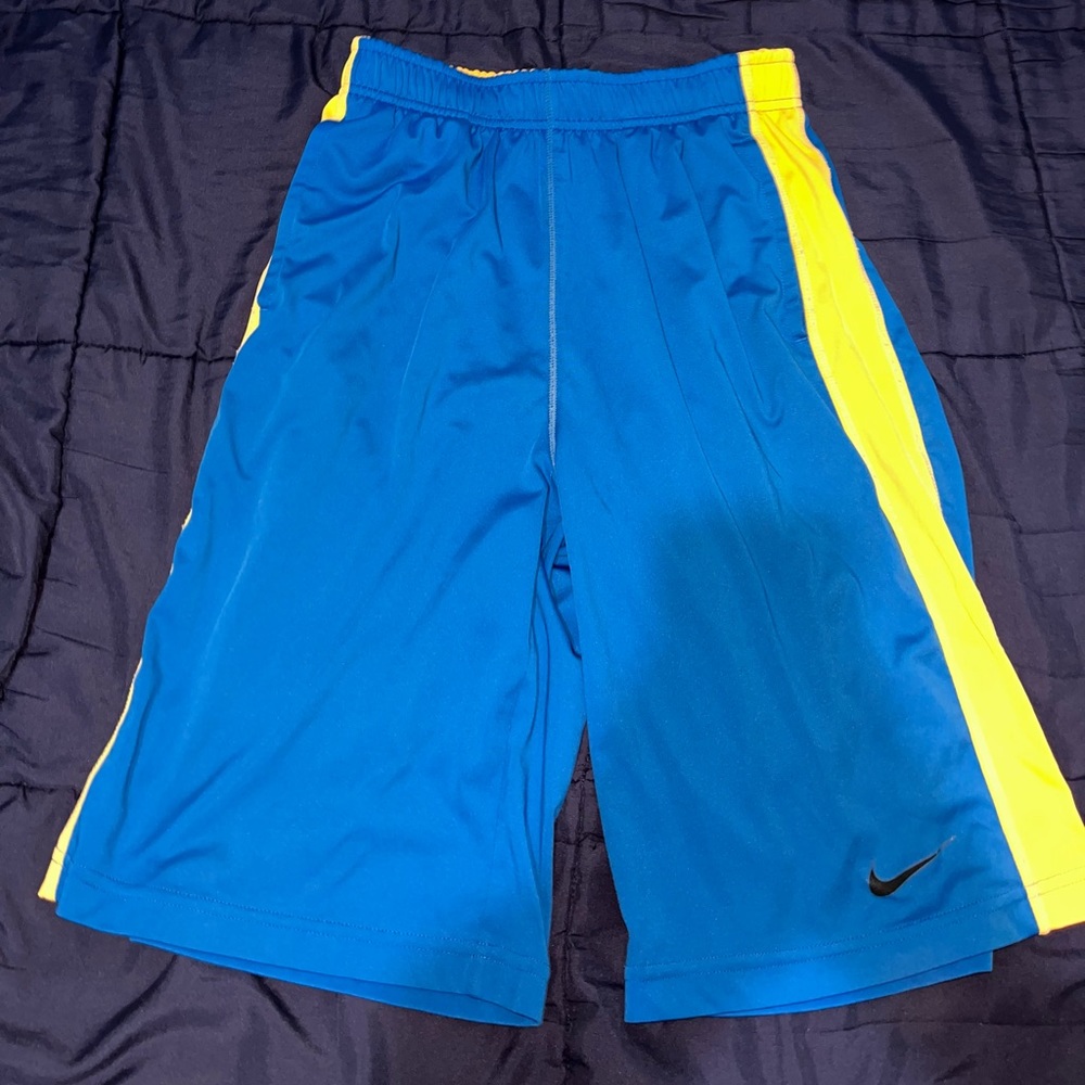 Nike blue and yellow athletic shorts